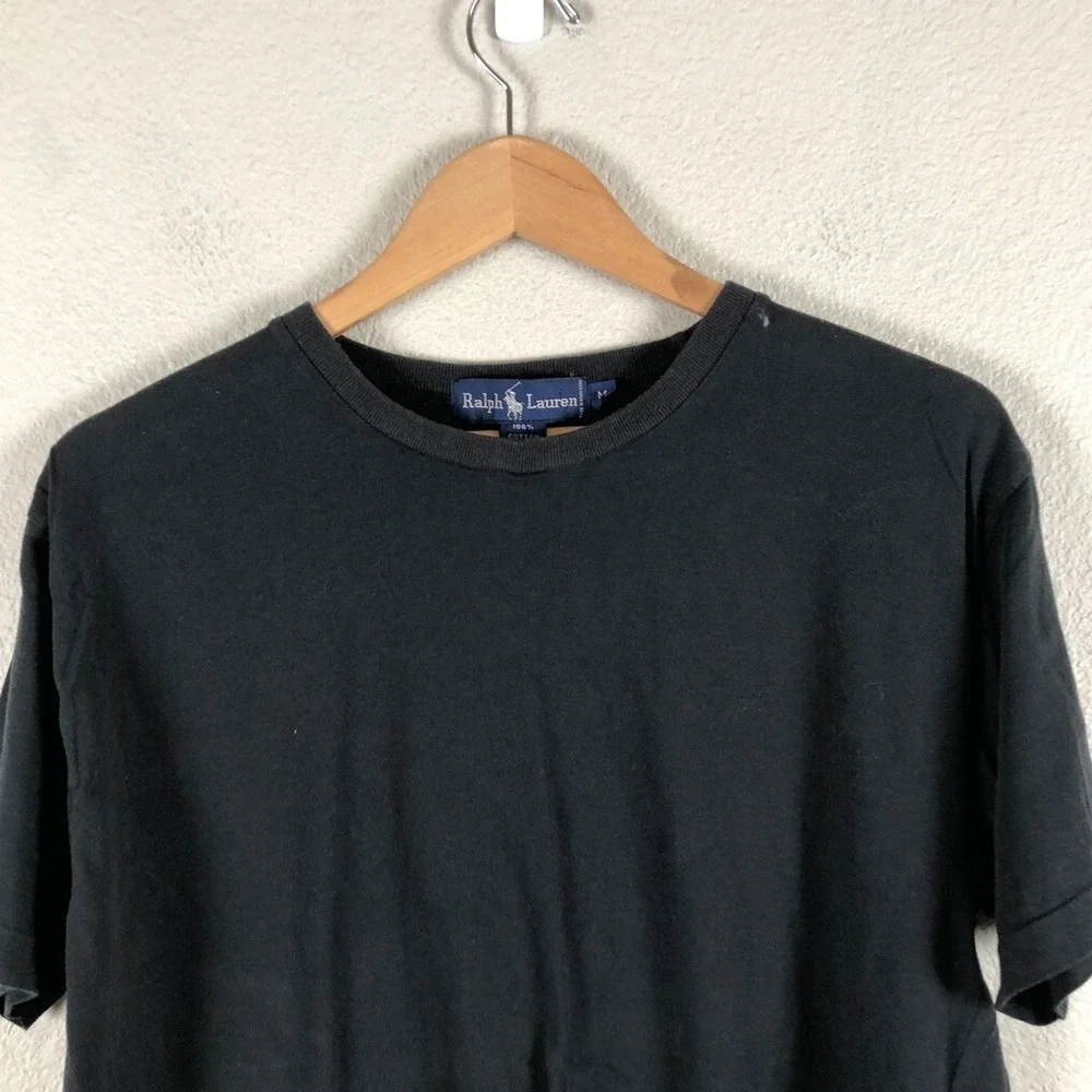 Ralph Lauren Preppy  Shirt Mens Medium Black Cotton Logo Basic Staple Base Layer